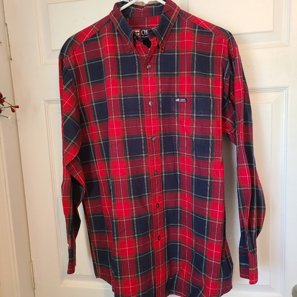 Vintage Chaps by Ralph Lauren, Men's Classic Long Sleeve Plaid Shirt - Picture 2 of 9